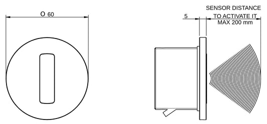 Rubinetterie Treemme 3M Electronic Washbasin Tap RWIT 2295 CC 40 + RWIT 6B95 ZZ 01 Sensore Fotocellula Infrarossi Verticale Muro Alimentazione Elettrica Standard Solo Acqua Fredda Forma Tonda Monoforo Parte Interna Incasso Esterna Incluse Ottone Cromato