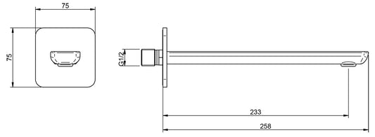 Rubinetterie Treemme 3M Hask IT 6A61 CC ZZ ZZ Bocca a Muro 233 mm Getto Erogazione Uscita Acqua Installazione Parete Materiale Ottone Finitura Cromata Stile Moderno Areatore Orientabile Monoforo Lunghezza 258 mm Portata Acqua 6 Litri Al Minuto