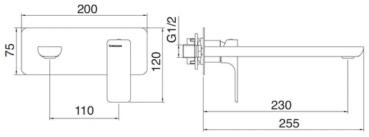 Rubinetterie Treemme 3M Hask RWIT 6AA6 CC 03 + RWIT 51A5 ZZ 01 Miscelatore Lavabo 230 mm Monocomando Incasso a Parete Con Piastra 1 Leva a Destra 2 Fori Stile Moderno Areatore Orientabile Lunghezza 255 mm Ottone Cromato Parte Interna Esterna Incluse
