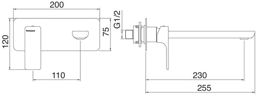 Rubinetterie Treemme 3M Hask RWIT 6AA9 CC 01 + RWIT 51A5 ZZ 01 Miscelatore Lavabo 230 mm Monocomando Incasso a Parete Con Piastra 1 Leva a Sinistra 2 Fori Stile Moderno Areatore Orientabile Lunghezza 255 mm Ottone Cromato Parte Interna Esterna Incluse
