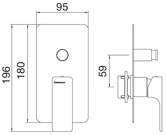 Rubinetterie Treemme 3M Hask RWIT 6AB1 CC 01 + RWIT 51B1 ZZ 03 Miscelatore Monocomando Vasca / Doccia Incasso Muro Meccanico 2 Vie Due Fori 1 Manopola Con Piastra Per Cartongesso Materiale Ottone Finitura Cromata Parte Interna Esterna Incluse