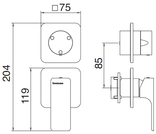 Rubinetterie Treemme 3M Hask RWIT 6AC3 CC 01 + RWIT 22A2 ZZ 01 Miscelatore Monocomando Doccia Incasso Muro Con Deviatore 3 Uscite Meccanico Due Fori 1 Leva Senza Piastra Verticale Staffa Per Cartongesso Ottone Cromata Parte Interna Esterna Incluse