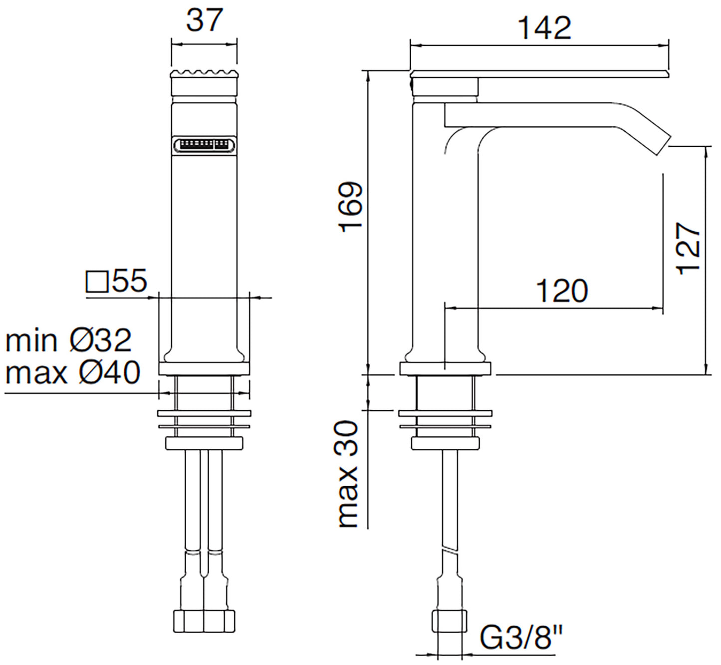 Rubinetterie Treemme 3M Ios IT 2A11 CC RM ZZ Miscelatore Lavabo 127 mm Monocomando Appoggio 1 Leva Monoforo Stile Moderno Altezza 169 mm Lunghezza 142 mm Materiale Ottone Finitura Cromato