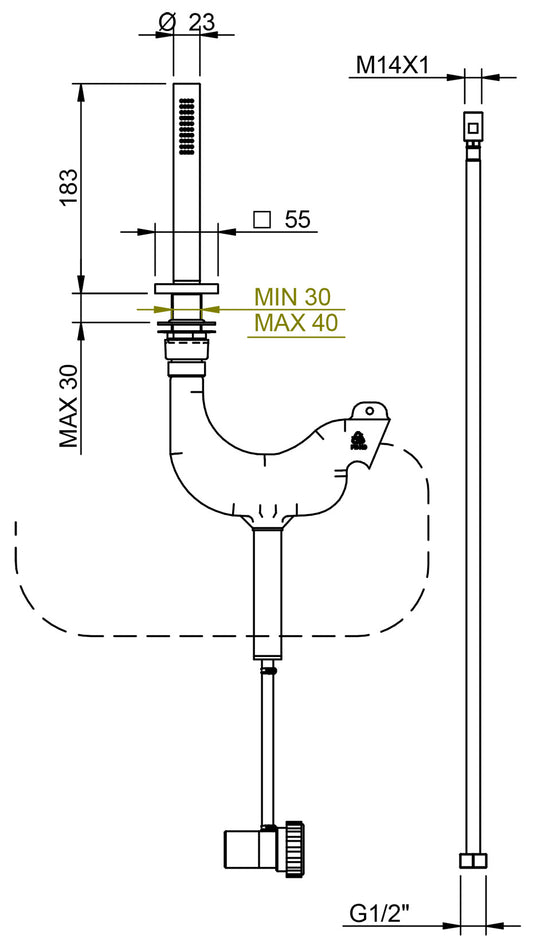 Rubinetterie Treemme 3M Ios RWIT 2A68 CC 05 Doccetta Estraibile a Mano Bordo Vasca Ad Appoggio Forma Tonda Stilo Materiale Metallo Finitura Cromata Flessibile PVC 1,5 Metri Stile Moderno Uscita Acqua Pioggia Portata Acqua 8 Litri Al Minuto