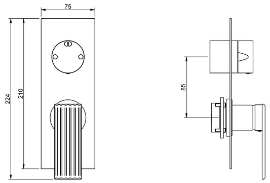 Rubinetterie Treemme 3M Ios RWIT 2AA2 CC 02 + RWIT 22A2 ZZ 01 Miscelatore Monocomando Doccia Incasso Muro Meccanico Deviatore 2 Uscite Con Piastra Verticale Due Fori 1 Manopola Materiale Ottone Finitura Cromata Parte Interna Esterna Incluse