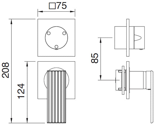 Rubinetterie Treemme 3M Ios RWIT 2AC3 CC 02 + RWIT 22A2 ZZ 01 Miscelatore Monocomando Doccia Incasso Muro Meccanico Deviatore 3 Uscite Senza Piastra Verticale Due Fori 1 Manopola Materiale Ottone Finitura Cromata Parte Interna Esterna Incluse