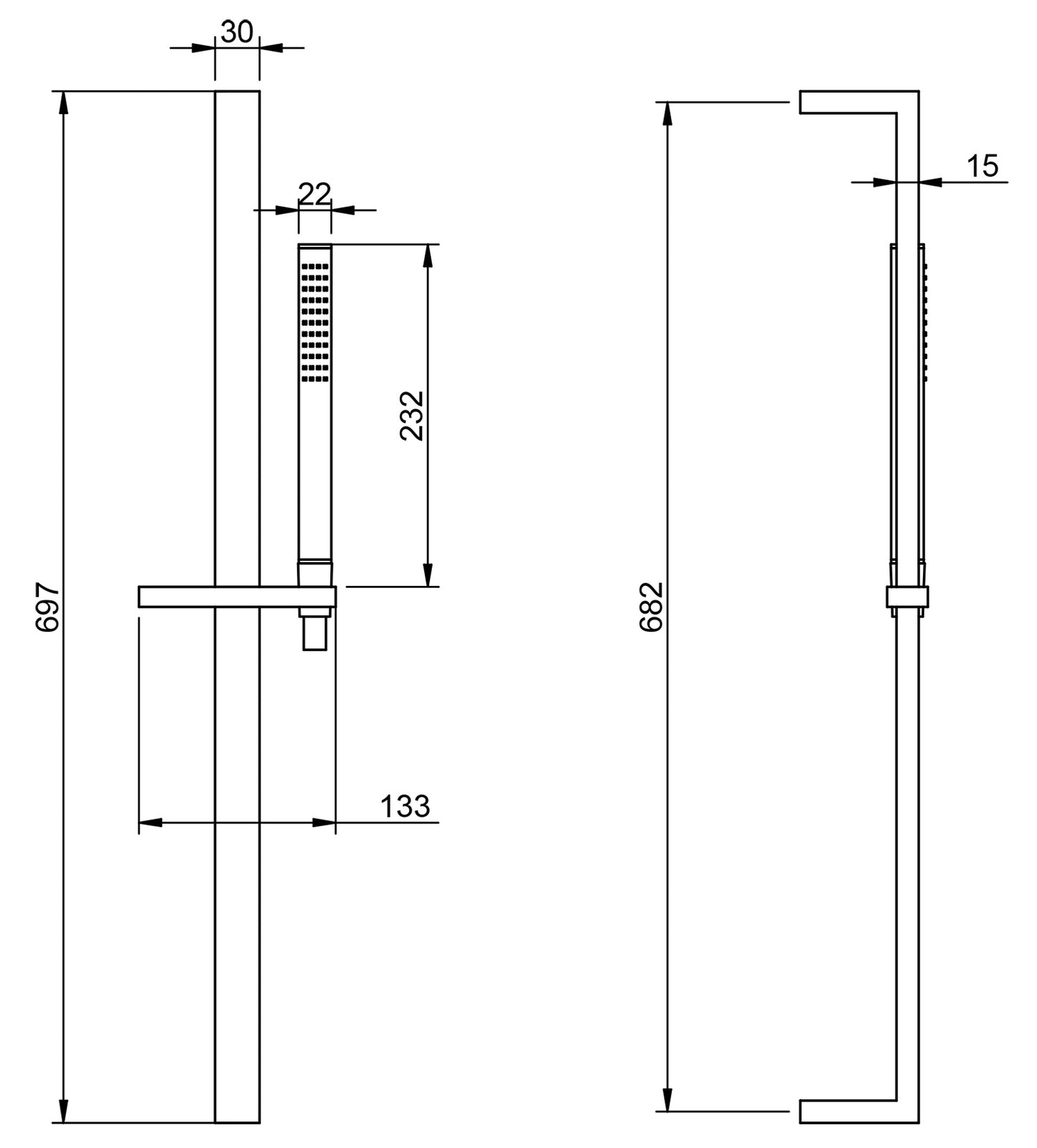 Rubinetterie Treemme 3M Kea IT 0411 CC ZZ ZZ Kit Asta Saliscendi Con Doccetta In Metallo e Flessibile in PVC Senza Presa Acqua Finitura Cromata Portata 8 Litri Al Minuto