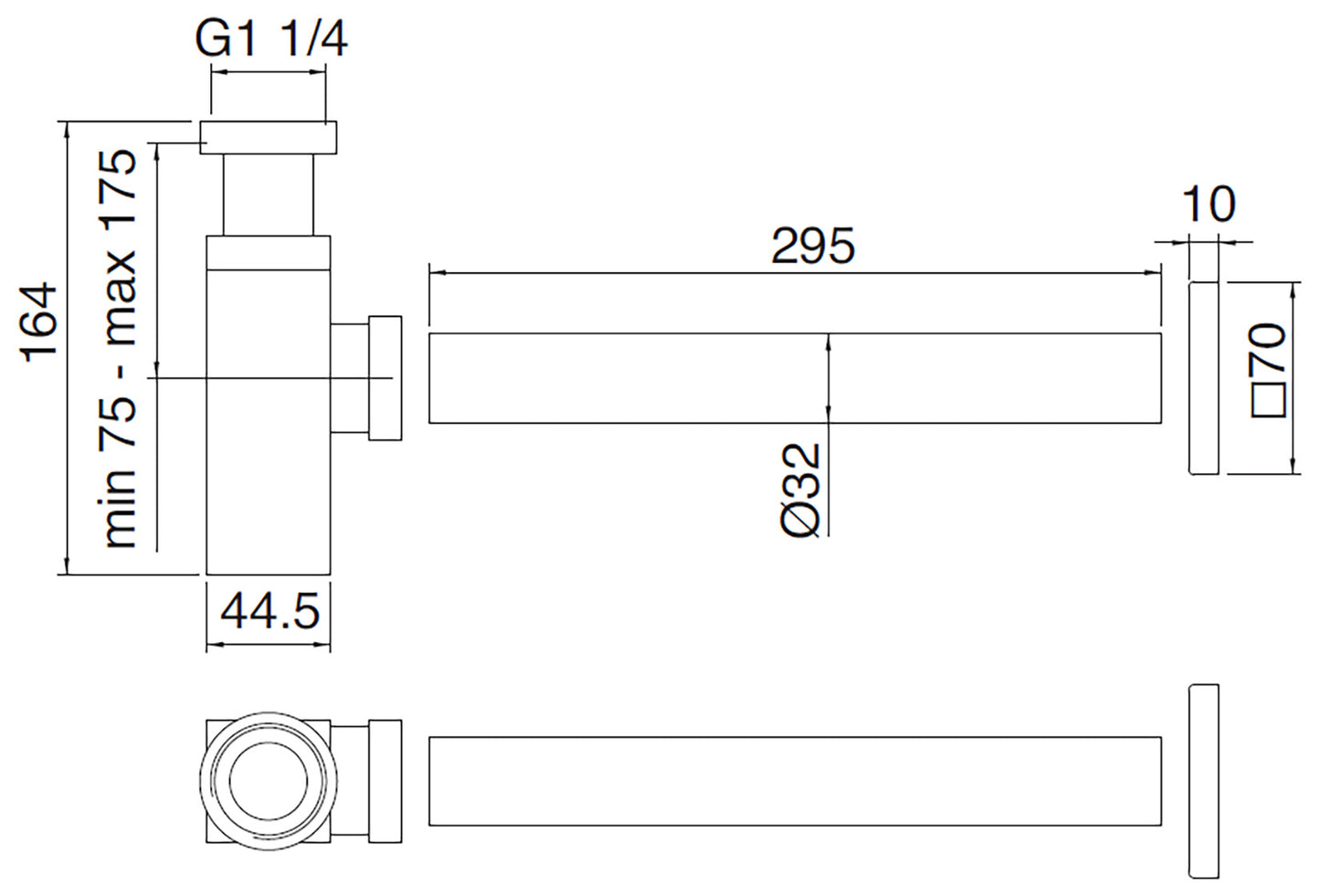 Rubinetterie Treemme 3M Kea IT 0465 CC ZZ ZZ Sifone A Vista Quadro / Tondo Per Bagno A Parete Materiale Ottone Finitura Cromata