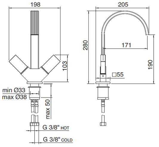 Rubinetterie Treemme 3M Kea IT 7A14 CC K1 ZZ Miscelatore Lavabo 190 mm Appoggio 2 Manopole in Marmo Avorio Segesta Monoforo Stile Moderno Altezza 280 mm Lunghezza 205 mm Materiale Ottone Finitura Cromato