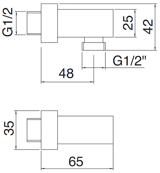 Rubinetterie Treemme 3M Kea IT RTGA 119 CC Presa Acqua A Muro Forma Quadra Materiale Ottone Finitura Cromata