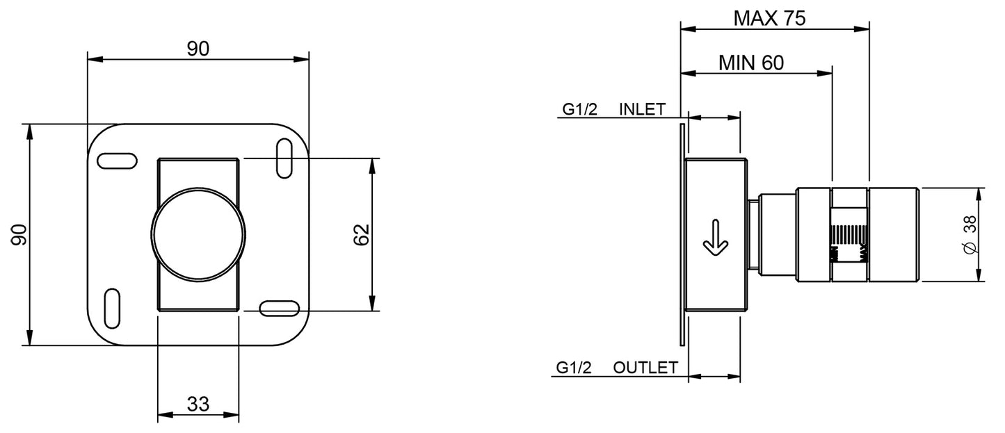 Rubinetterie Treemme 3M Kea RWIT 7A40 CC RO + RWIT 7A40 ZZ 01 Rubinetto D'Arresto 1/2” Monoforo Installazione Parete 1 Manopola In Cristallo Trasparente Materiale Ottone Finitura Cromata Parte Interna Esterna Incluse