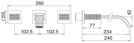 Rubinetterie Treemme 3M Kea RWIT 3A60 CC RO + RWIT 3A60 ZZ 02 Miscelatore Gruppo Lavabo A Muro 2 Manopole in Cristallo Trasparente 3 Fori Stile Moderno Lunghezza Canna 240 mm Materiale Ottone Finitura Cromato Parte Interna Esterna Incluse
