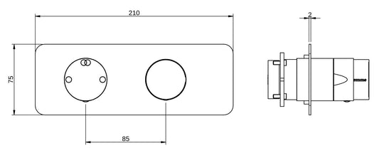 Rubinetterie Treemme 3M Nanotech RWIT 54E2 CC 03 + RWIT 22A2 ZZ 01 Miscelatore Monocomando Doccia Incasso Muro Con Deviatore 2 Uscite Meccanico Due Fori 1 Leva Con Piastra Orizzontale Staffa Per Cartongesso Ottone Cromata Parte Interna Esterna Incluse