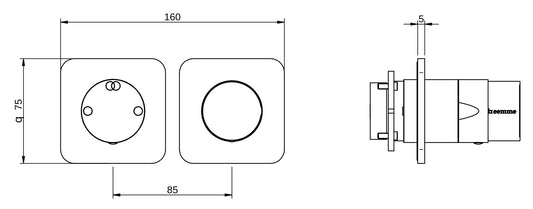 Rubinetterie Treemme 3M Nanotech RWIT 54F2 CC 03 + RWIT 22A2 ZZ 01 Miscelatore Monocomando Doccia Incasso Muro Con Deviatore 2 Uscite Meccanico Due Fori 1 Leva Posizione Orizzontale Staffa Per Cartongesso Ottone Cromata Parte Interna Esterna Incluse