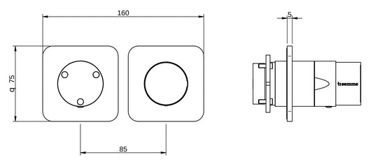 Rubinetterie Treemme 3M Nanotech RWIT 54F3 CC 03 + RWIT 22A2 ZZ 01 Miscelatore Monocomando Doccia Incasso Muro Con Deviatore 3 Uscite Meccanico Due Fori 1 Leva Posizione Orizzontale Staffa Per Cartongesso Ottone Cromata Parte Interna Esterna Incluse