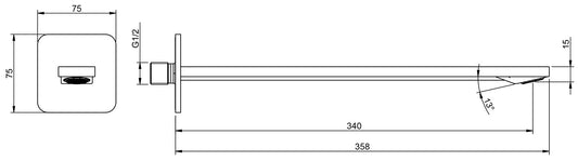 Rubinetterie Treemme 3M PA36 RWIT 8B47 CC 01 Soffione Doccia A Parete Rettangolare A Mensola Lunghezza 358 mm Getto a Pioggia Stile Moderno Materiale Ottone Finitura Cromato