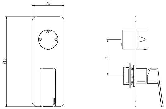Rubinetterie Treemme 3M Pa36 RWIT 8BA2 CC 01 + RWIT 22A2 ZZ 01 Miscelatore Monocomando Doccia Incasso Muro Con Deviatore 2 Uscite Meccanico Due Fori 1 Leva Con Piastra Verticale Staffa Per Cartongesso Ottone Cromata Parte Interna Esterna Incluse