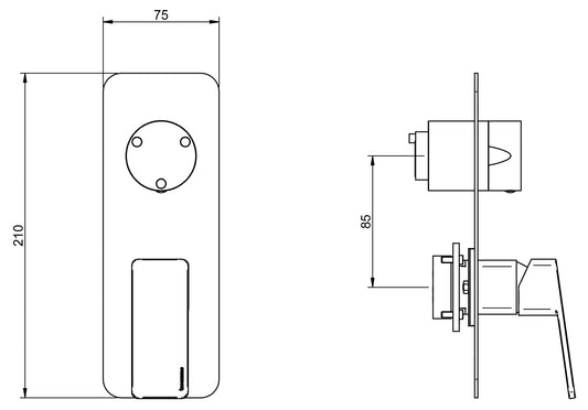 Rubinetterie Treemme 3M Pa36 RWIT 8BA3 CC 01 + RWIT 22A2 ZZ 01 Miscelatore Monocomando Doccia Incasso Muro Con Deviatore 3 Uscite Meccanico Due Fori 1 Leva Con Piastra Verticale Staffa Per Cartongesso Ottone Cromata Parte Interna Esterna Incluse