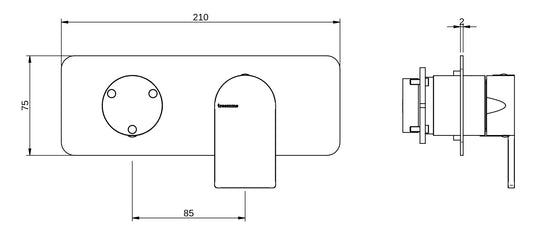 Rubinetterie Treemme 3M Ran RWIT 22E3 CC 03 + RWIT 22A2 ZZ 01 Miscelatore Monocomando Doccia Incasso Muro Con Deviatore 3 Uscite Meccanico Due Fori 1 Leva Con Piastra Orizzontale Staffa Per Cartongesso Ottone Cromata Parte Interna Esterna Incluse
