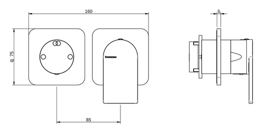 Rubinetterie Treemme 3M Ran RWIT 22F2 CC 01 + RWIT 22A2 ZZ 01 Miscelatore Monocomando Doccia Incasso Muro Con Deviatore 2 Uscite Meccanico Due Fori 1 Leva Senza Piastra Orizzontale Staffa Per Cartongesso Ottone Cromata Parte Interna Esterna Incluse