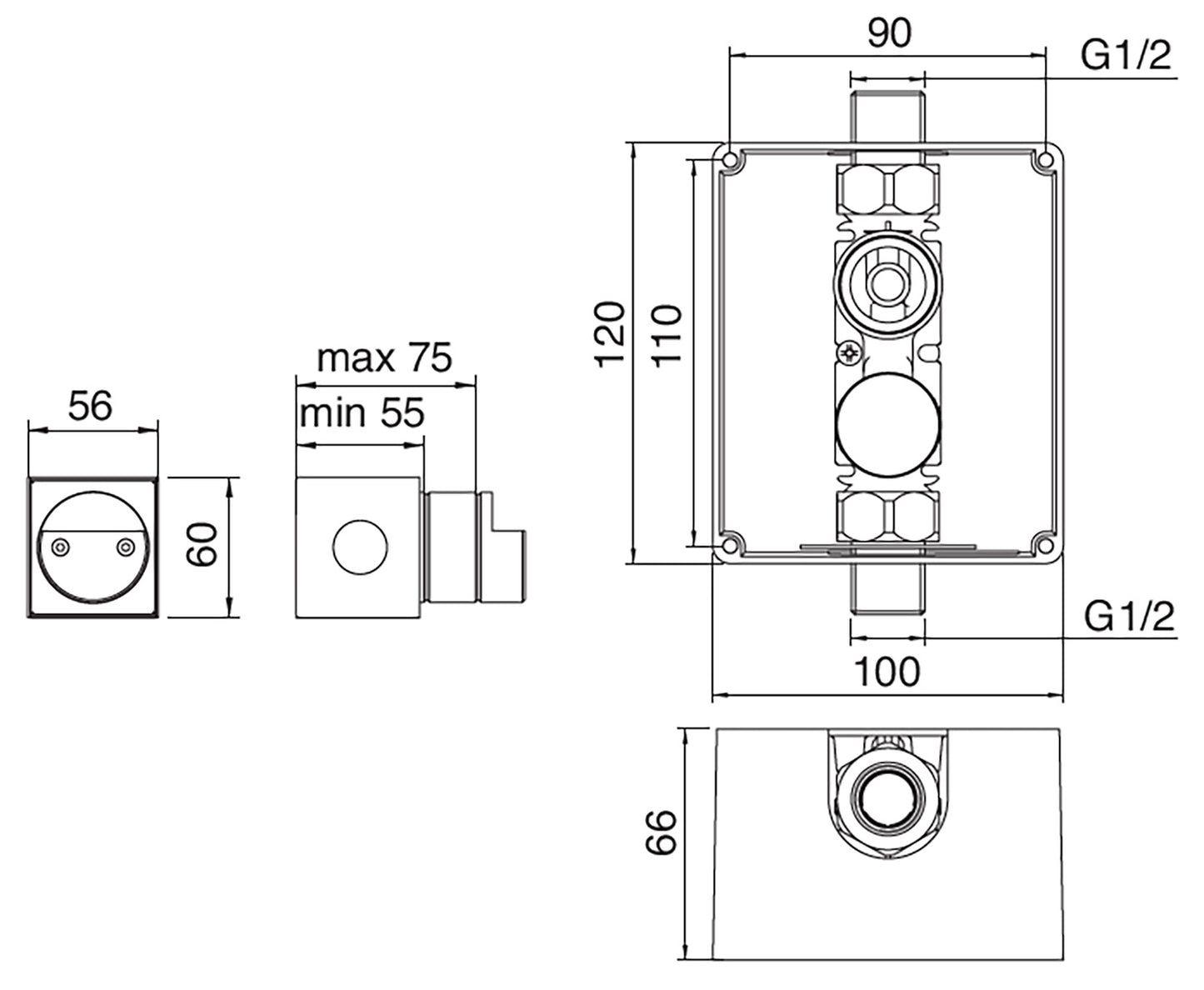 Rubinetterie Treemme 3M Electronic Washbasin Tap RWIT 1395 IS 40 + RWIT 6B95 ZZ 01 Sensore Fotocellula a Infrarossi Da Muro Elettrico Standard Solo Acqua Fredda Forma Tonda Monoforo Parte Interna Incasso Esterna Incluse Acciaio Inox Spazzolato Opaco