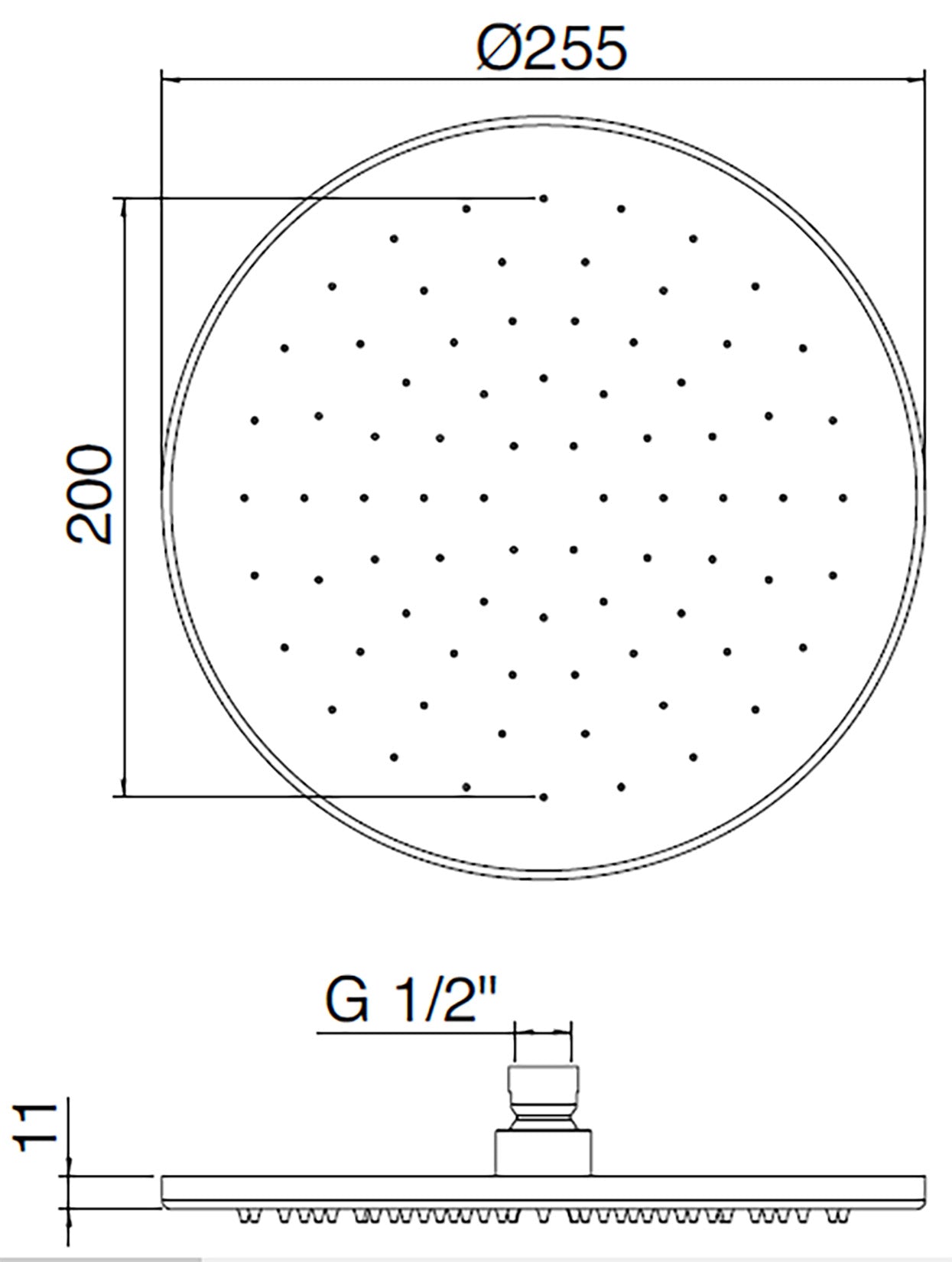 Rubinetterie Treemme 3M SHOWERS Soffione Doccia Rotondo A Parete / Soffitto Diametro Ø 255 mm Pioggia Stile Moderno Materiale Acciaio Finitura Acciaio Spazzolato Opaco Inox