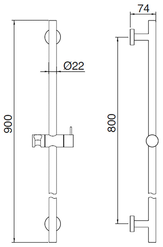 Rubinetterie Treemme 3M Showers IT RTBR 397 IS Kit Asta Saliscendi Per Doccetta e Flessibile Standard Senza Presa Acqua a Muro Materiale Acciaio Finitura Inox Spazzolato Opaco