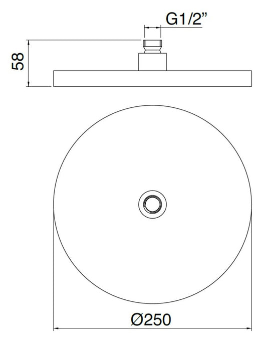 Rubinetterie Treemme SHOWERS & THERMOSTATICS Soffione Doccia Diametro Ø250 mm Materiale ABS Finitura Cromata