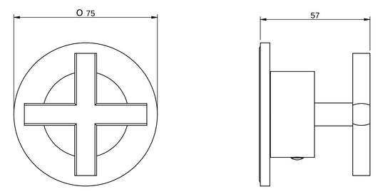 Rubinetterie Treemme 3M Showers & Thermostatics RWIT 10D5 CC 01 + RWIT 7AD5 ZZ 01 Rubinetto D'Arresto Deviatore Incasso 2 Uscite Monoforo Borchia Tonda Manopola Croce Installazione Parete Materiale Ottone Finitura Cromata Parte Interna Esterna Incluse