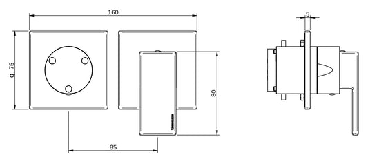 Rubinetterie Treemme 3M Showers & Thermostatics RWIT 4BF3 CC 01 + RWIT 22A2 ZZ 01 Miscelatore Doccia Incasso Muro Deviatore 3 Uscite Meccanico Due Fori 1 Leva Posizione Orizzontale Forma Quadra Staffa Cartongesso Ottone Cromo Parte Interna Esterna Incluse