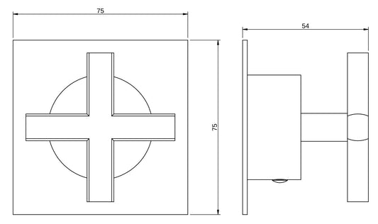 Rubinetterie Treemme 3M Showers & Thermostatics RWIT 72B6 CC 25 + RWIT 72B6 ZZ 01 Rubinetto D'Arresto 1/2” Monoforo Borchia Quadra Manopola a Croce Installazione Incasso Parete Materiale Ottone Finitura Cromata Parte Interna Esterna Incluse
