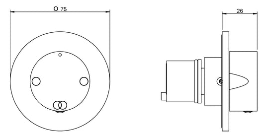 Rubinetterie Treemme 3M Showers & Thermostatics RWIT 75D5 CC 10 + RWIT 7AD5 ZZ 01 Rubinetto D'Arresto Deviatore Incasso 2 Uscite Monoforo Installazione Parete 1 Manopola Materiale Ottone Finitura Cromata Parte Interna Esterna Incluse
