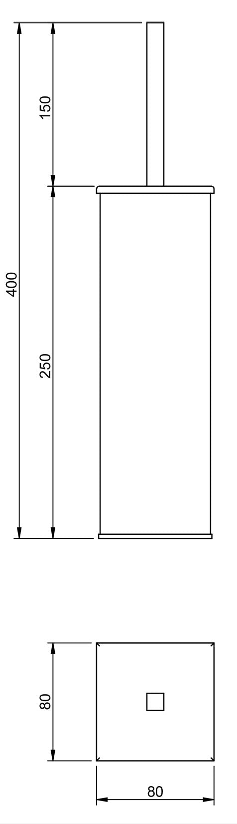 Rubinetterie Treemme 3M TAG# Quadra IT 1Z13 CC ZZ ZZ Portascopino Per Bagno Installazione A Parete Forma Squadrata Larghezza Profondità 80 mm Altezza 400 mm Materiale Ottone Finitura Cromata