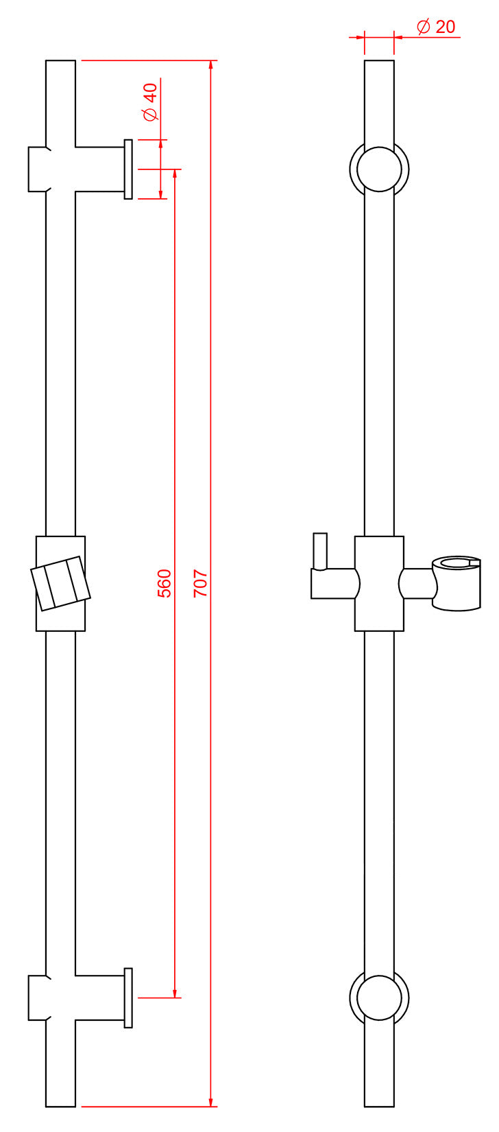 Rubinetterie Treemme 3M Contract Termo S + Showers IT RTBR 200 CC Asta Saliscendi Materiale Ottone Finitura Cromata