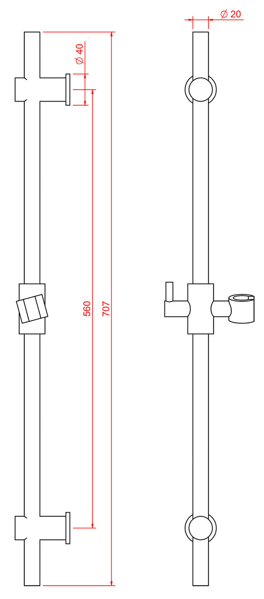 Rubinetterie Treemme 3M Contract Termo S + Showers IT RTBR 200 CC Asta Saliscendi Materiale Ottone Finitura Cromata