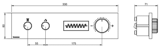 Rubinetterie Treemme 3M W-70S RWIT 7B86 CC 01 + RWIT 7B94 ZZ 30 Miscelatore Doccia Termostatico Incasso 2 Uscite Parete 3 Fori Display Elettronico Digitale Parte Interna Esterna Incluse Stile Moderno Con Piastra Materiale Ottone Finitura Cromata