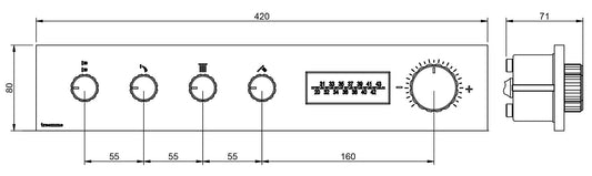 Rubinetterie Treemme 3M W-70S RWIT 7BF4 CC 01 + RWIT 7BF4 ZZ 30 Miscelatore Doccia Termostatico Incasso 4 Uscite Parete 5 Fori Display Elettronico Digitale Parte Interna Esterna Incluse Stile Moderno Con Piastra Materiale Ottone Finitura Cromata