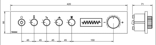 Rubinetterie Treemme 3M W-70S RWIT 7BF4 CC LD + RWIT 7BF4 ZZ 30 Miscelatore Doccia Termostatico Incasso 4 Uscite Per LED Parete 6 Fori Manopole Display Elettronico Digitale Parte Interna Esterna Incluse Stile Moderno Con Piastra Ottone Cromata