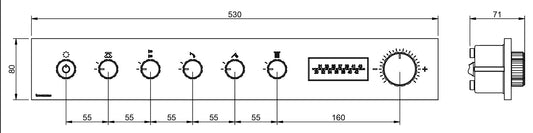 Rubinetterie Treemme 3M W-70S RWIT 7BF5 CC LD + RWIT 7BF5 ZZ 30 Miscelatore Doccia Termostatico Incasso 5 Uscite Per LED Parete 7 Fori Manopole Display Elettronico Digitale Parte Interna Esterna Incluse Stile Moderno Con Piastra Ottone Cromata