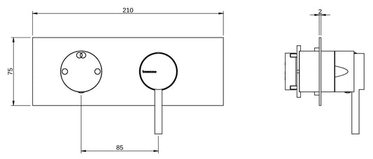 Rubinetterie Treemme 3M X-Change_mono RWIT 58E2 CC 01 + RWIT 22A2 ZZ 01 Miscelatore Monocomando Doccia Incasso Muro Deviatore 2 Uscite Meccanico Due Fori 1 Leva Con Piastra Orizzontale Staffa Per Cartongesso Ottone Cromata Parte Interna Esterna Incluse