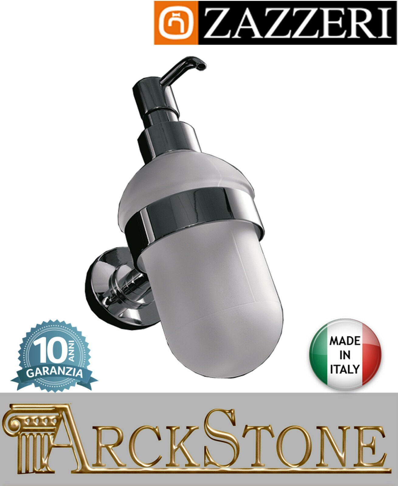 Porta sapone Zazzeri Da-Da ottone cromato dispenser vetro H170 L75 P120mm parete