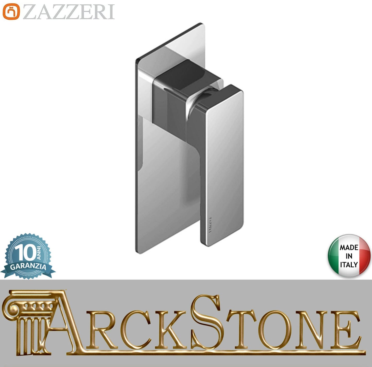 Zazzeri Rubinetterie Qquadro Miscelatore Doccia Meccanico Incasso A Muro Con Box 1 Via Monoforo Monocomando Stile Moderno Materiale Ottone Finitura Cromato