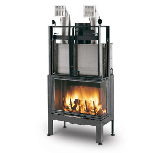 Camino a Legna Chiuso ad Aria Calda Convezione Circolazione Naturale Canalizzata Riscaldamento per Irraggiamento Palazzetti Ecomonoblocco EL 78 Destro Easy Line O2Ring Potenza 18,6 kW Portina Vetro Ceramico Misura 85,5x55x166 cm