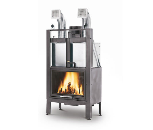 Camino a Legna Chiuso ad Aria Convezione Circolazione Naturale Canalizzata Riscaldamento per Irraggiamento Palazzetti Ecomonoblocco EL 78 Frontale Easy Line O2Ring Potenza 18,6 kW Materiale Ghisa Portina Vetro Ceramico Misura 86x55x166 cm