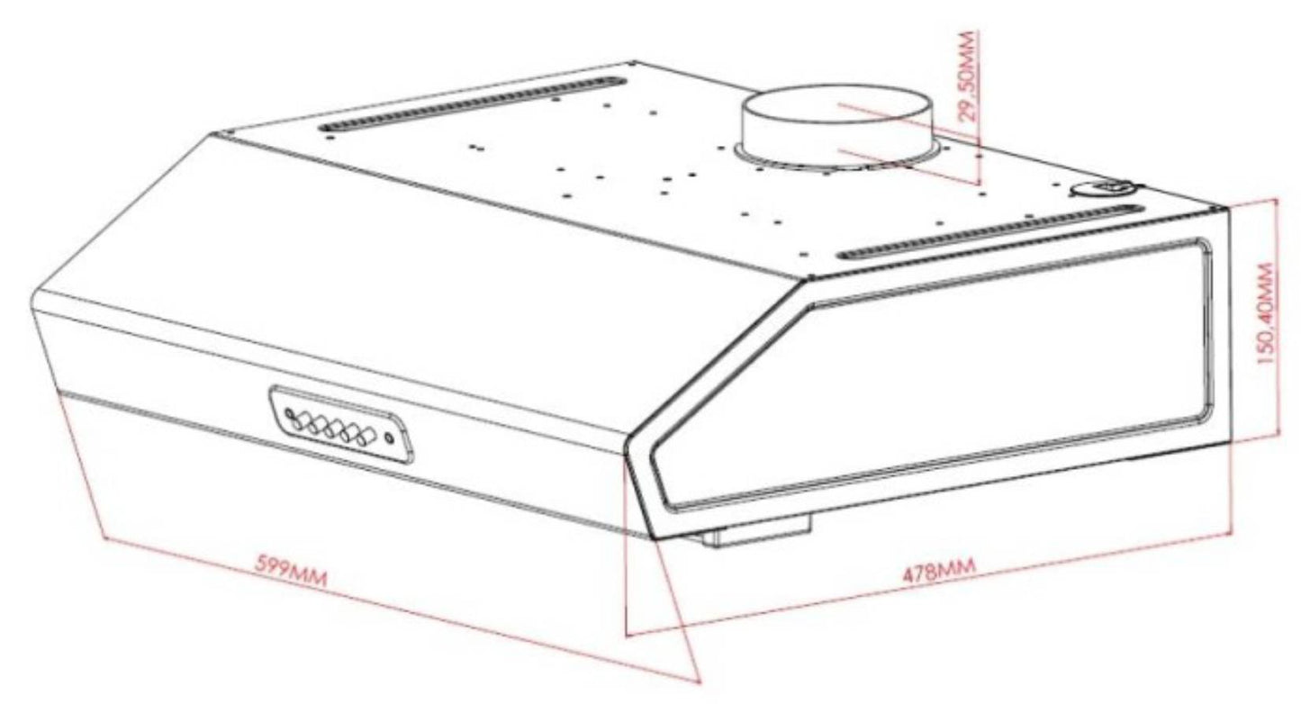 Negrari Cappa F760CC Cappa Per Cucina in Acciaio Inox Misura 60x48 H15 cm con Filtro Carbone e Alluminio Lampada Alogena e Motore 95 Watt