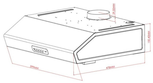 Negrari Cappa F760CC Cappa Per Cucina in Acciaio Inox Misura 60x48 H15 cm con Filtro Carbone e Alluminio Lampada Alogena e Motore 95 Watt