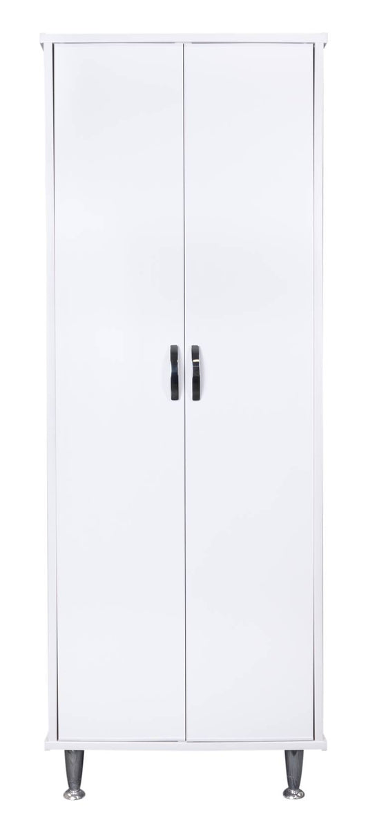 Negrari Lux FC9042D Colonna Colore Bianco 60x49 H162,5 cm Mobile Armadio a Terra in PVC Fornito Montato Resistente All'Acqua Adatto Per Interno Esterno Lavanderia Bagno Luoghi Umidi Con Piedini Alti 12 cm Apertura 2 Ante Battenti Maniglie Cromate Ripiani