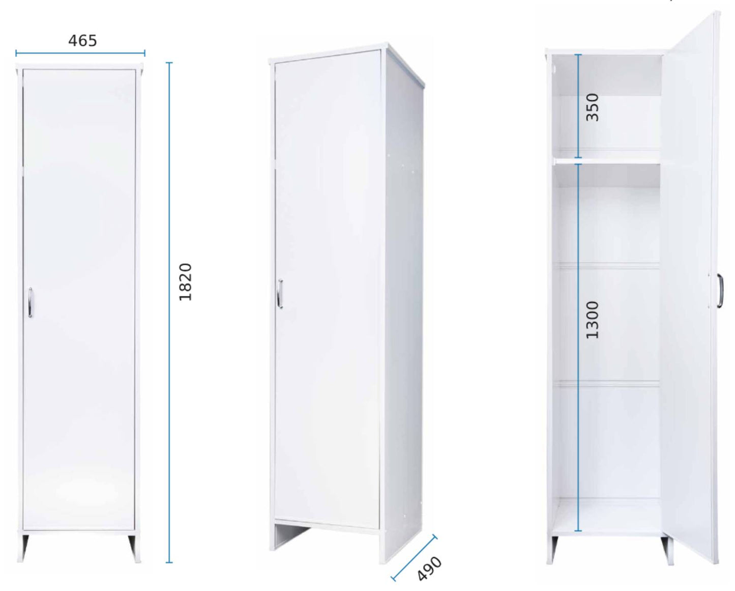 Negrari Garden FC9006K Colonna Lavanderia 1 Anta Bianco 46,5x49 H182 cm Mobile Armadio Fianchi a Terra in PVC Fornito In Kit Di Montaggio Resistente All'Acqua Adatto Per Interno Esterno Bagno Luoghi Umidi Apertura Sportello Battente Reversibile Ripiano