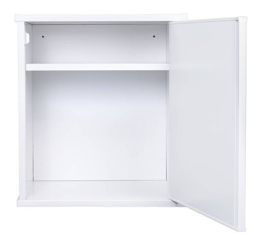 Negrari Garden FH945K Pensile 1 Anta Bianco 46,5x34 H52,5 cm Mobile Lavanderia Armadio Sospeso Fornito In Kit Di Montaggio in PVC Resistente All'Acqua Adatto Per Interno Esterno Luoghi Umidi Apertura Sportello Battente Reversibile Maniglia Cromata Ripiano