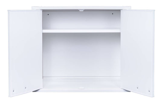 Negrari Garden FH960K Pensile 2 Ante Bianco 60x34 H52,5 cm Mobile Lavanderia Armadio Sospeso Fornito In Kit Di Montaggio in PVC Resistente All'Acqua Adatto Per Interno Esterno Luoghi Umidi Apertura Due Sportelli Battenti Maniglie Cromate Ripiano